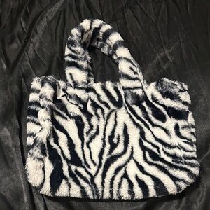 Urban Outfitters Black and White Faux Fur Tote